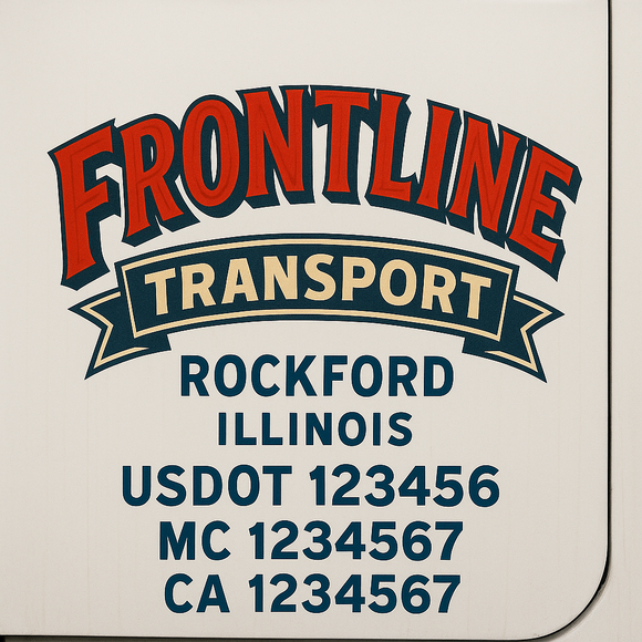 Truck Door Decal Sticker Lettering With USDOT, MC, CA, KYU, GVW & More | Custom Truck Door Decal Sticker Signs (Set of 2)