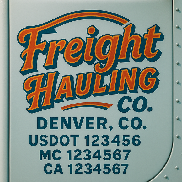 Truck Door Decal Sticker Lettering With USDOT, MC, CA, KYU, GVW & More | Custom Truck Door Decal Sticker Signs (Set of 2)