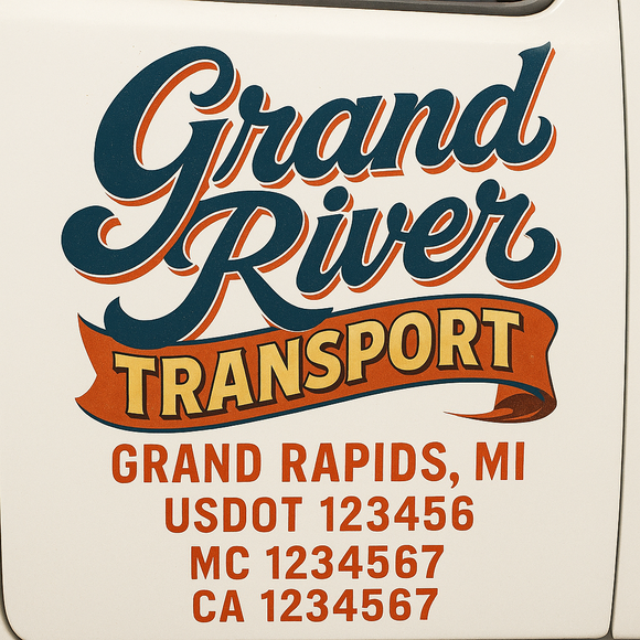 Truck Door Decal Sticker Lettering With USDOT, MC, CA, KYU, GVW & More | Custom Truck Door Decal Sticker Signs (Set of 2)