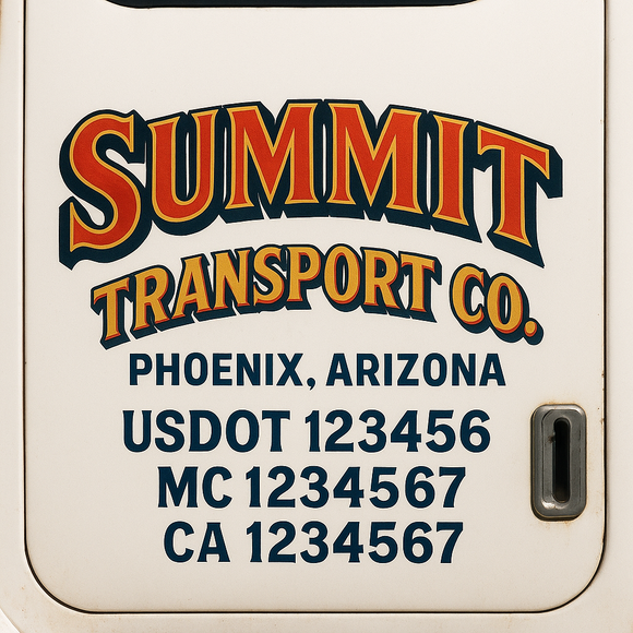 Truck Door Decal Sticker Lettering With USDOT, MC, CA, KYU, GVW & More | Custom Truck Door Decal Sticker Signs (Set of 2)