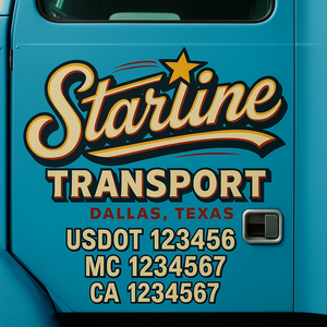 Truck Door Decal Sticker Lettering With USDOT, MC, CA, KYU, GVW & More | Custom Truck Door Decal Sticker Signs (Set of 2)