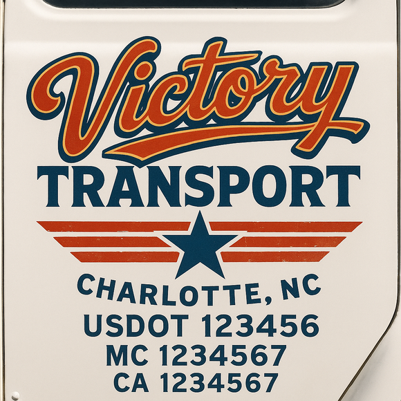 Truck Door Decal Sticker Lettering With USDOT, MC, CA, KYU, GVW & More | Custom Truck Door Decal Sticker Signs (Set of 2)