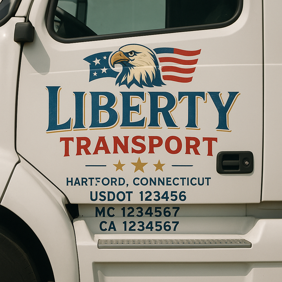 Truck Door Decal Sticker Lettering With USDOT, MC, CA, KYU, GVW & More | Custom Truck Door Decal Sticker Signs (Set of 2)