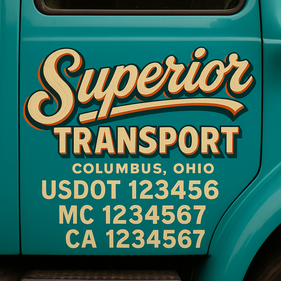 Truck Door Decal Sticker Lettering With USDOT, MC, CA, KYU, GVW & More | Custom Truck Door Decal Sticker Signs (Set of 2)