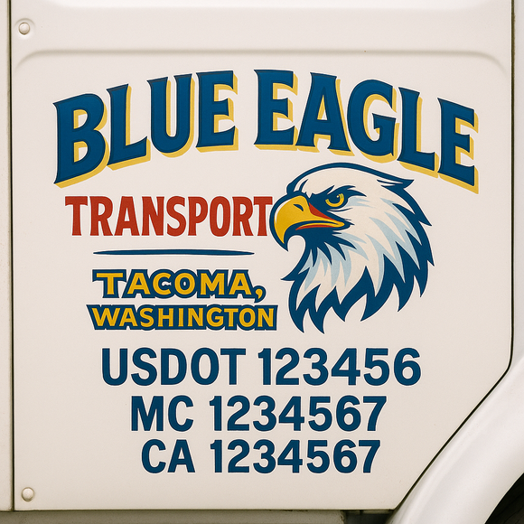 Truck Door Decal Sticker Lettering With USDOT, MC, CA, KYU, GVW & More | Custom Truck Door Decal Sticker Signs (Set of 2)