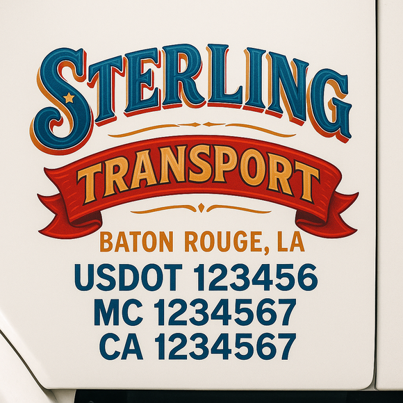 Truck Door Decal Sticker Lettering With USDOT, MC, CA, KYU, GVW & More | Custom Truck Door Decal Sticker Signs (Set of 2)