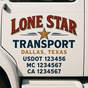 Truck Door Decal Sticker Lettering With USDOT, MC, CA, KYU, GVW & More | Custom Truck Door Decal Sticker Signs (Set of 2)