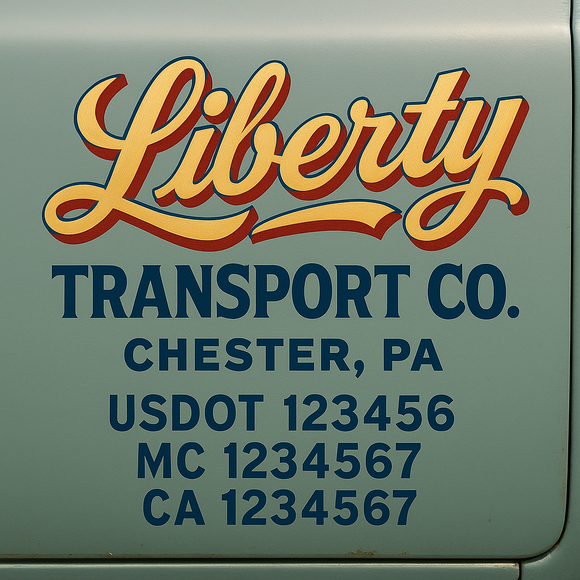 Truck Door Decal Sticker Lettering With USDOT, MC, CA, KYU, GVW & More | Custom Truck Door Decal Sticker Signs (Set of 2)