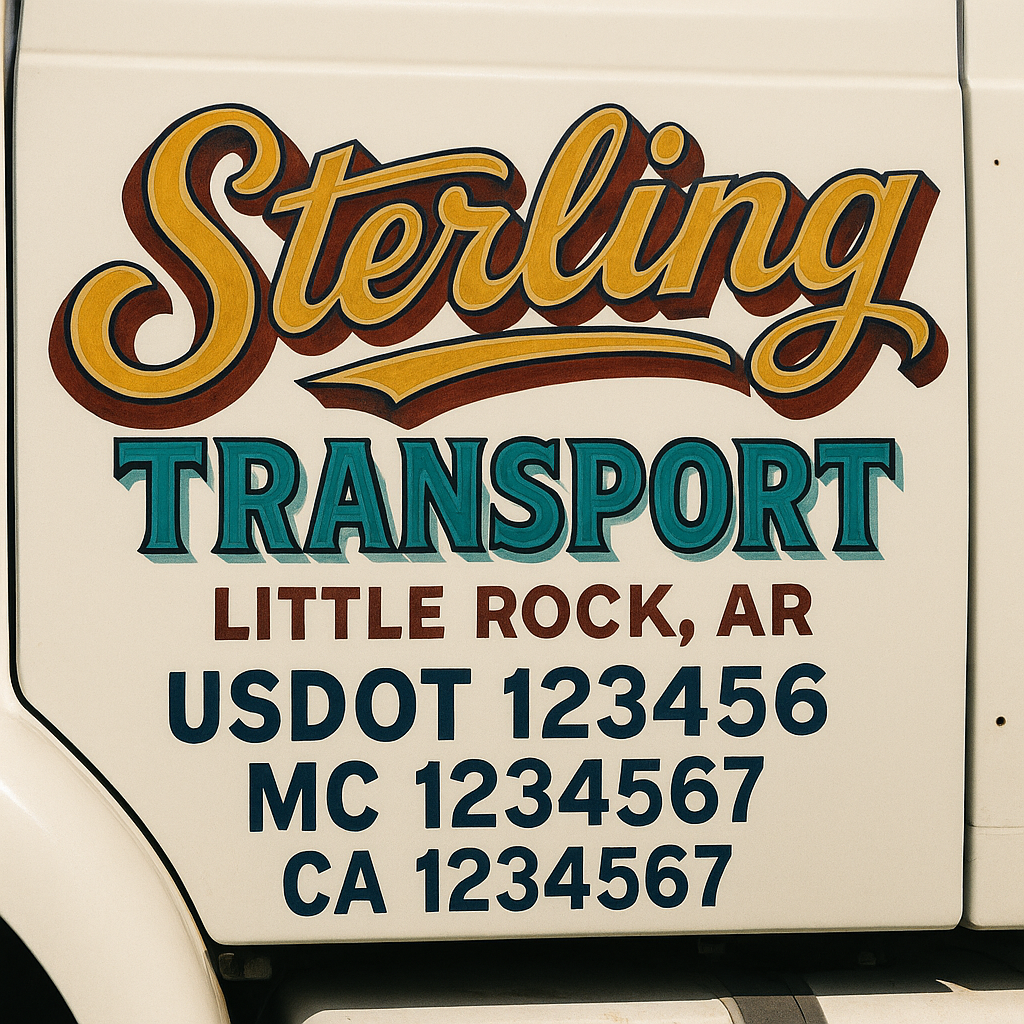 Truck Door Decal Sticker Lettering With USDOT, MC, CA, KYU, GVW & More ...