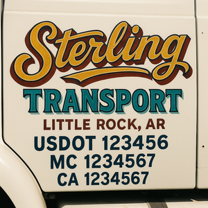 Truck Door Decal Sticker Lettering With USDOT, MC, CA, KYU, GVW & More | Custom Truck Door Decal Sticker Signs (Set of 2)