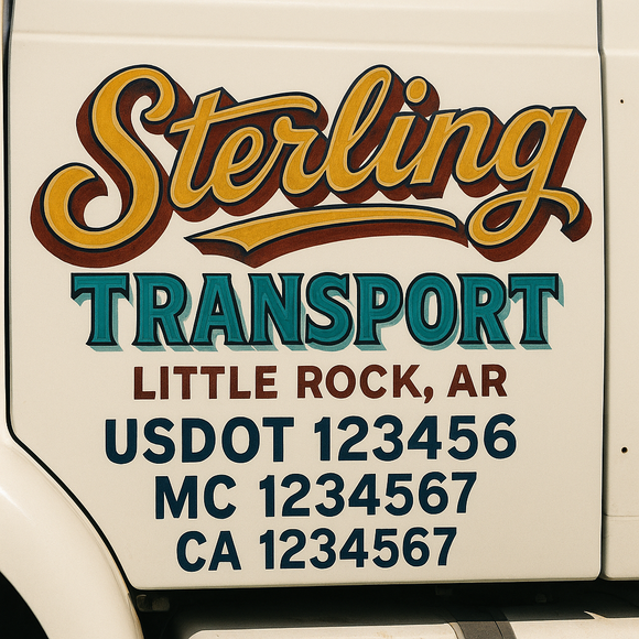 Truck Door Decal Sticker Lettering With USDOT, MC, CA, KYU, GVW & More | Custom Truck Door Decal Sticker Signs (Set of 2)