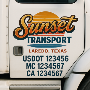 Truck Door Decal Sticker Lettering With USDOT, MC, CA, KYU, GVW & More | Custom Truck Door Decal Sticker Signs (Set of 2)
