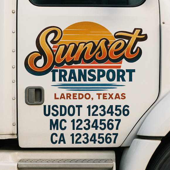 Truck Door Decal Sticker Lettering With USDOT, MC, CA, KYU, GVW & More | Custom Truck Door Decal Sticker Signs (Set of 2)