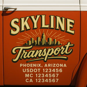 Truck Door Decal Sticker Lettering With USDOT, MC, CA, KYU, GVW & More | Custom Truck Door Decal Sticker Signs (Set of 2)
