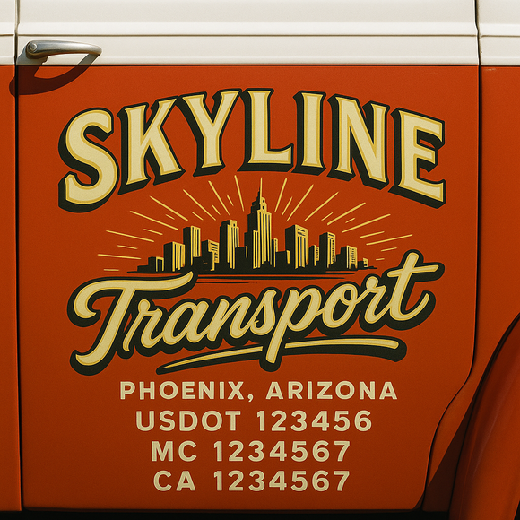 Truck Door Decal Sticker Lettering With USDOT, MC, CA, KYU, GVW & More | Custom Truck Door Decal Sticker Signs (Set of 2)
