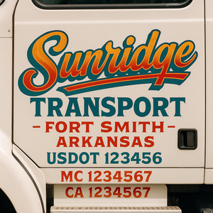 Truck Door Decal Sticker Lettering With USDOT, MC, CA, KYU, GVW & More | Custom Truck Door Decal Sticker Signs (Set of 2)