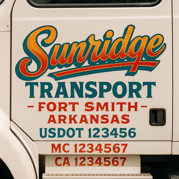Truck Door Decal Sticker Lettering With USDOT, MC, CA, KYU, GVW & More | Custom Truck Door Decal Sticker Signs (Set of 2)