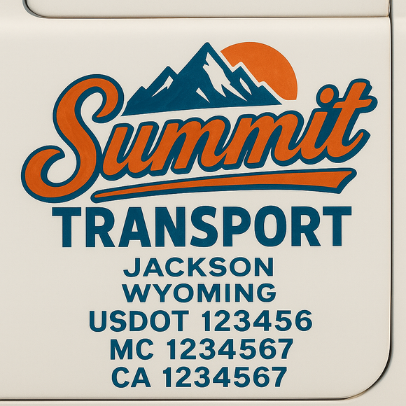 Truck Door Decal Sticker Lettering With USDOT, MC, CA, KYU, GVW & More | Custom Truck Door Decal Sticker Signs (Set of 2)