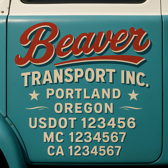 Truck Door Decal Sticker Lettering With USDOT, MC, CA, KYU, GVW & More | Custom Truck Door Decal Sticker Signs (Set of 2)