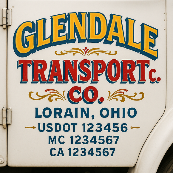 Truck Door Decal Sticker Lettering With USDOT, MC, CA, KYU, GVW & More | Custom Truck Door Decal Sticker Signs (Set of 2)