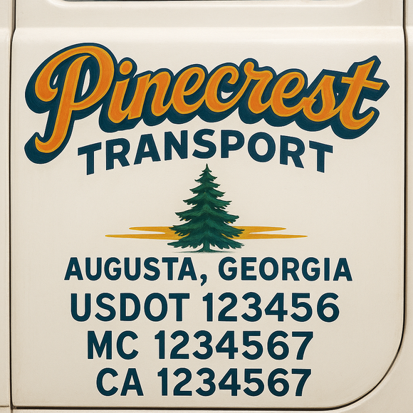 Truck Door Decal Sticker Lettering With USDOT, MC, CA, KYU, GVW & More | Custom Truck Door Decal Sticker Signs (Set of 2)