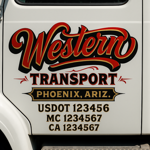 Truck Door Decal Sticker Lettering With USDOT, MC, CA, KYU, GVW & More | Custom Truck Door Decal Sticker Signs (Set of 2)