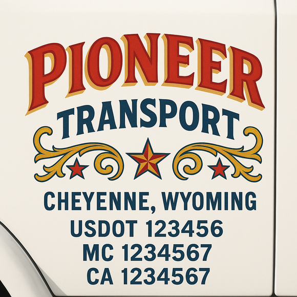 Truck Door Decal Sticker Lettering With USDOT, MC, CA, KYU, GVW & More | Custom Truck Door Decal Sticker Signs (Set of 2)