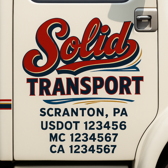 Truck Door Decal Sticker Lettering With USDOT, MC, CA, KYU, GVW & More | Custom Truck Door Decal Sticker Signs (Set of 2)