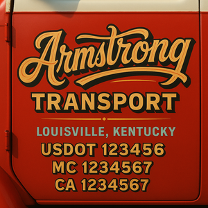 Truck Door Decal Sticker Lettering With USDOT, MC, CA, KYU, GVW & More | Custom Truck Door Decal Sticker Signs (Set of 2)