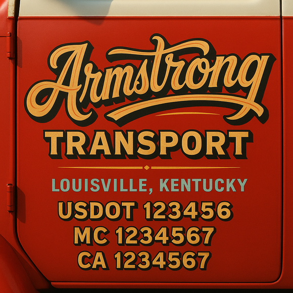 Truck Door Decal Sticker Lettering With USDOT, MC, CA, KYU, GVW & More | Custom Truck Door Decal Sticker Signs (Set of 2)