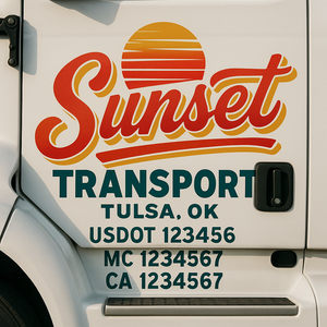 Truck Door Decal Sticker Lettering With USDOT, MC, CA, KYU, GVW & More | Custom Truck Door Decal Sticker Signs (Set of 2)