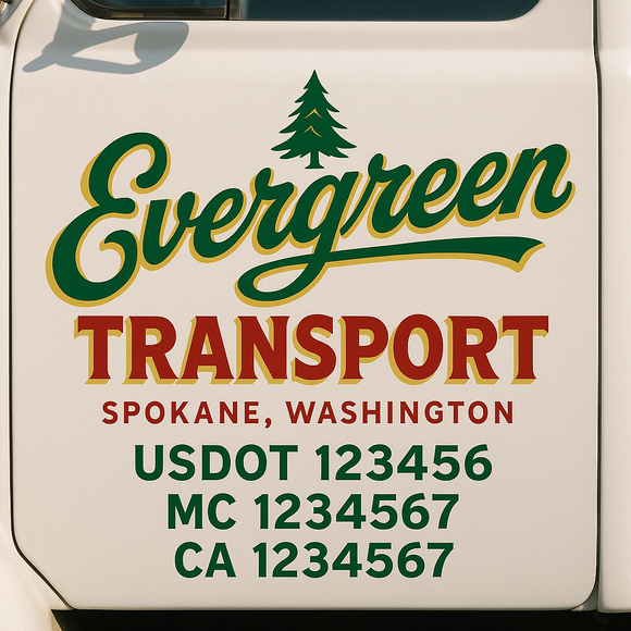 Truck Door Decal Sticker Lettering With USDOT, MC, CA, KYU, GVW & More | Custom Truck Door Decal Sticker Signs (Set of 2)