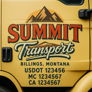 Truck Door Decal Sticker Lettering With USDOT, MC, CA, KYU, GVW & More | Custom Truck Door Decal Sticker Signs (Set of 2)