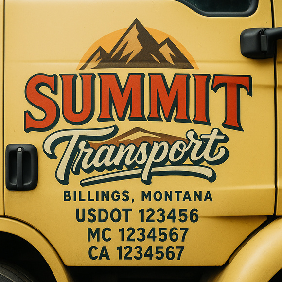 Truck Door Decal Sticker Lettering With USDOT, MC, CA, KYU, GVW & More | Custom Truck Door Decal Sticker Signs (Set of 2)
