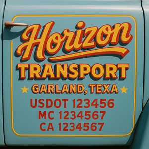 Truck Door Decal Sticker Lettering With USDOT, MC, CA, KYU, GVW & More | Custom Truck Door Decal Sticker Signs (Set of 2)