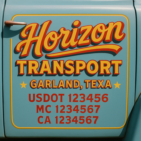 Truck Door Decal Sticker Lettering With USDOT, MC, CA, KYU, GVW & More | Custom Truck Door Decal Sticker Signs (Set of 2)