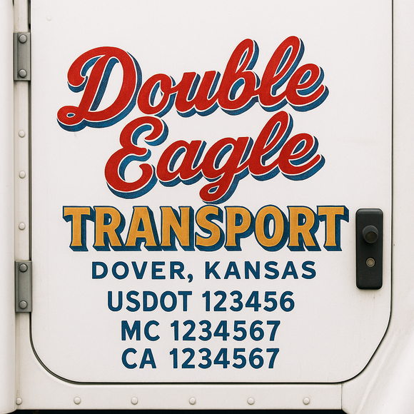 Truck Door Decal Sticker Lettering With USDOT, MC, CA, KYU, GVW & More | Custom Truck Door Decal Sticker Signs (Set of 2)