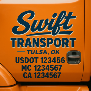 Truck Door Decal Sticker Lettering With USDOT, MC, CA, KYU, GVW & More | Custom Truck Door Decal Sticker Signs (Set of 2)