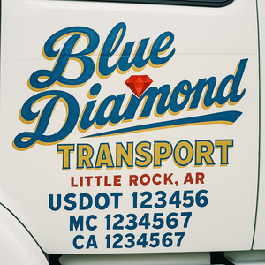 Truck Door Decal Sticker Lettering With USDOT, MC, CA, KYU, GVW & More | Custom Truck Door Decal Sticker Signs (Set of 2)