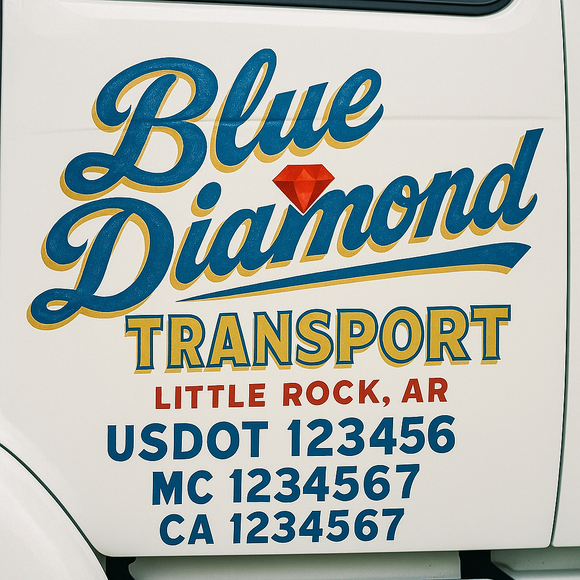 Truck Door Decal Sticker Lettering With USDOT, MC, CA, KYU, GVW & More | Custom Truck Door Decal Sticker Signs (Set of 2)