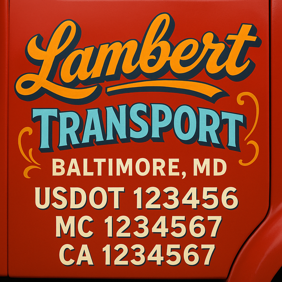 Truck Door Decal Sticker Lettering With USDOT, MC, CA, KYU, GVW & More | Custom Truck Door Decal Sticker Signs (Set of 2)