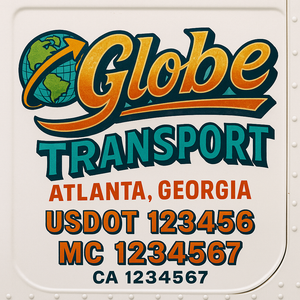 Truck Door Decal Sticker Lettering With USDOT, MC, CA, KYU, GVW & More | Custom Truck Door Decal Sticker Signs (Set of 2)