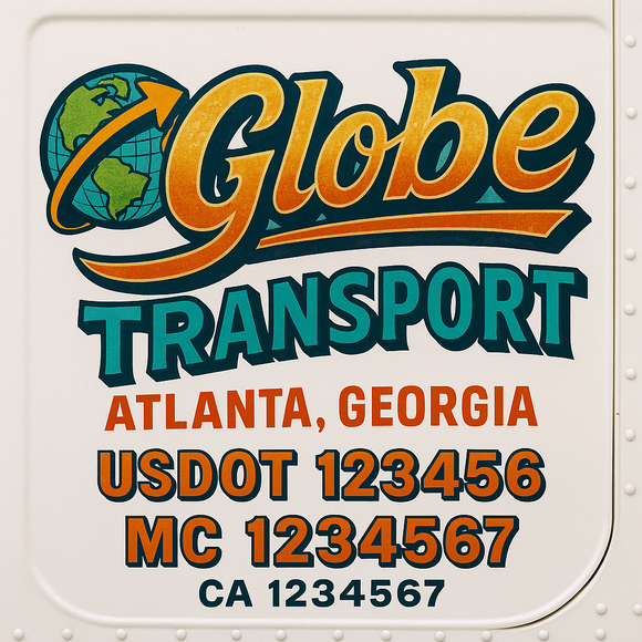 Truck Door Decal Sticker Lettering With USDOT, MC, CA, KYU, GVW & More | Custom Truck Door Decal Sticker Signs (Set of 2)