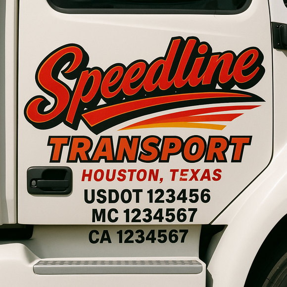 Truck Door Decal Sticker Lettering With USDOT, MC, CA, KYU, GVW & More | Custom Truck Door Decal Sticker Signs (Set of 2)