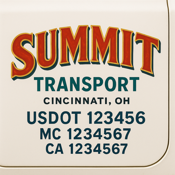 Truck Door Decal Sticker Lettering With USDOT, MC, CA, KYU, GVW & More | Custom Truck Door Decal Sticker Signs (Set of 2)