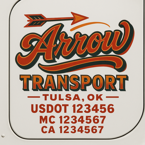 Truck Door Decal Sticker Lettering With USDOT, MC, CA, KYU, GVW & More | Custom Truck Door Decal Sticker Signs (Set of 2)