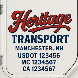 Truck Door Decal Sticker Lettering With USDOT, MC, CA, KYU, GVW & More | Custom Truck Door Decal Sticker Signs (Set of 2)
