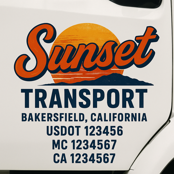 Truck Door Decal Sticker Lettering With USDOT, MC, CA, KYU, GVW & More | Custom Truck Door Decal Sticker Signs (Set of 2)