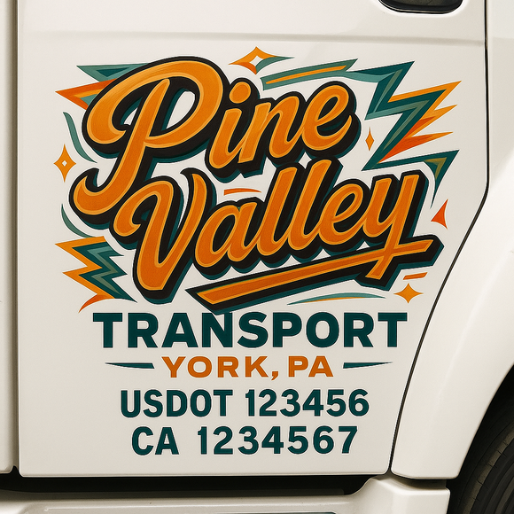 Truck Door Decal Sticker Lettering With USDOT, MC, CA, KYU, GVW & More | Custom Truck Door Decal Sticker Signs (Set of 2)