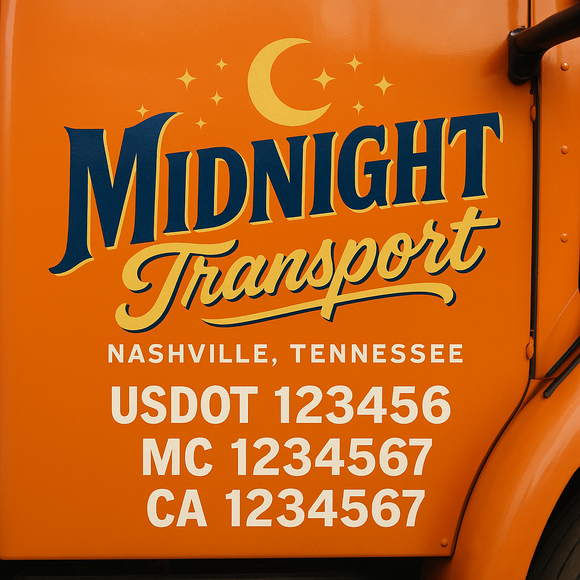 Truck Door Decal Sticker Lettering With USDOT, MC, CA, KYU, GVW & More | Custom Truck Door Decal Sticker Signs (Set of 2)